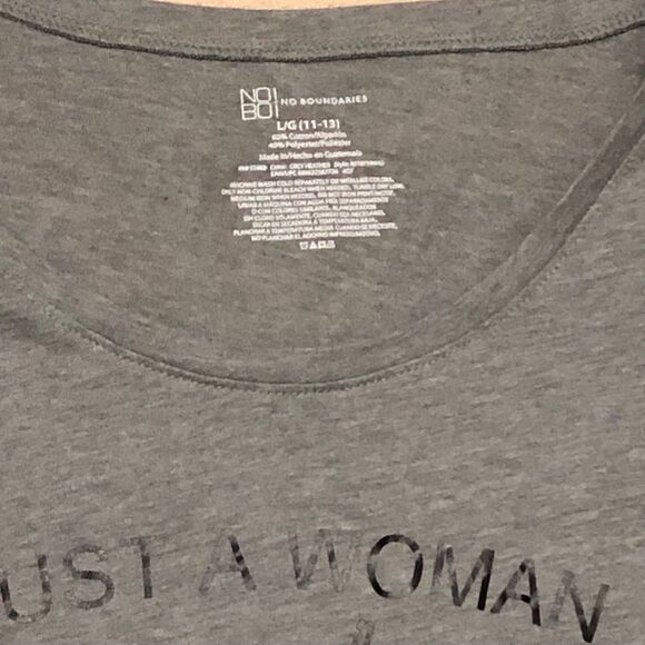 Just a Woman Who Loves Her Chick-Fil-A Graphic Tee; Grey & Black Juniors L - Picture 3 of 6